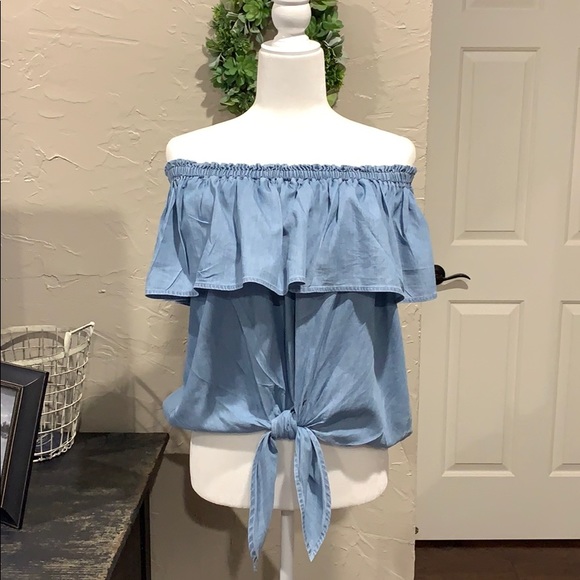Express Tops - Express OTS chambray top size Large